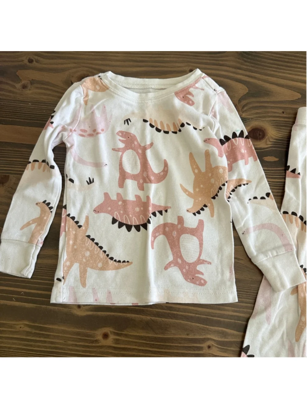 Girls Old Navy Dinosaur Print Pajama Set White Pink Size 2T